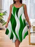 2025 Summer Fashion Swing Shoulder Strap Print Lady Large Size Dress Random