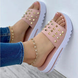 Summer Slope Heel Willow Nail Slippers Women's Flat-Bottomed Fish Mouth Sandals With Large Size