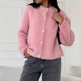 2024 New Loose Retro Pin-Knit Sweater Long-Sleeve Cardigan Jacket Female-Outfit