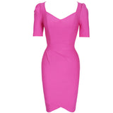 Pink Bandage Dress 2022 Christmas Short Sleeve Bandage Dress Bodycon Women Summer Mini Sexy Party Dress Evening Club
