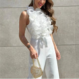 Ruffle Black Jumpsuit Women Elegant Long Jumpsuits Woman 2023 Sleeveless Party Summer Woman Jumpsuit New Women's