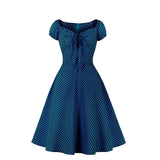 Polka Dot Midi Dress for Women Blue O Neck Short Sleeve 2022 Dresses Paty Ladies Streetwear Summer Vestidos