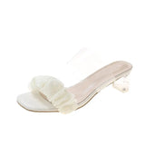New Korean Version Of The Fairy Wind Transparent Thick With A Word Of The Head Folded Cold Slippers Xia Gao And Slippers