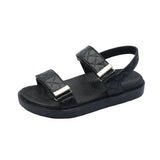 Sandals Summer New Flat British Wind Velcro Embroidery Thick-soled Casual Casual Roman Fragrance Designer Shoes