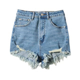 American Style Woolen Denim Shorts Women's Summer New High Waist Slim Stretch Hot Womens Korea Tassel