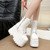 High Shoes 13Cm Heightening Legs Fine Thick Shoes Small British Wind Thick Soles New Short-Heeled Martin