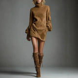 2025 New Colored Twisted-Breasted Bat Sleeve Dresses INS Loose Vacation Dresses For