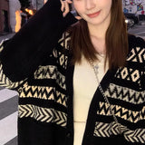 Zingj Lazy Knit Cardigan Autumn And Winter 2024 New V-Neck Sweater Coat Temperament High-End Woolen Jacket Loose-Outfit
