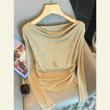 And Winter Lazy Style Retro Round Collar Collar Loose Horse Hair Pure Color Wear Inside And Thicken Sweater Female