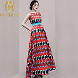 Women Bohemia Print Long Dresses Summer New 2021 Boho Casual Chiffon A LIne Dress Vintage Party Vestidos With
