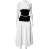 Patchwork Tube Top And Slit Long Skirt Co Ord Set-Outfit