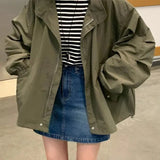 Versatile Drawstring Design Oversized JacketOutfit