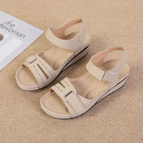 Summer New Retro Women's Shoes Sandals Car Line Hole Shoes Large Size Round Head Slope Heel Comfortable Sandals
