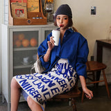Klein Blue Oversized Shirt For Women Fall Korean Fashion Long Sleeve Top Button Up Shirt Blouse White Loose