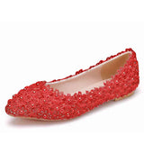 Bridal Shoes Handmade Wedding Shoes Color Flat-Soled Wedding Shoes Bridesmaids Performance Flat Heel Single