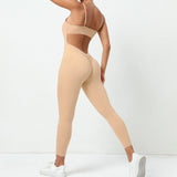 Zingj Tight And Breathable Yoga Exercise Jumpsuit With Wrinkled And Hip Integrated Quick-Drying Fitness Yoga Pants-Outfit
