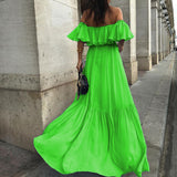Spot 2025 Summer New Female Temperament Solid Color One-Word Shoulder Wipe Chest In The Long