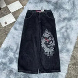 Jeans Vintage Hip-Hop Baggy Jeans Menswear Gothic Trousers With High Waist And Wide Legs 211-0-Outfit