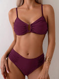 2025 New Solid Color Sexy Bikini Wrinkled Air Split Body Swimsuit Suit