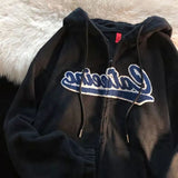Polar Fleece Hoodies Women Casual Embroidery Clothes for Teens Sweatshirts Vintage Pink Tops Retro Winter Women