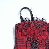 Autumn New Sexy Hot Girl Blouse Dark Style Slim Christmas Red Plaid Vest