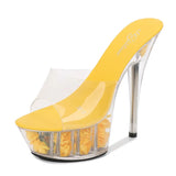 Zingj Hate Day High Nightclub Super High Heels Slippers Women's Shoes Runway Show Pole Dancing Shoes Crystal Bottom Waterproof