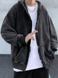 Men's Vintage Wash Black Zip-Up Hoodie- Outfit