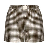 Summer New Ladies Leisurely Comfortable High-Waisted Broad-Legged Retro Lattice