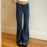2025 Retro Style Low-Waisted Denim Micro-Speaker Simple Casual Trousers Street Personality Hottie Women's