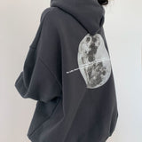 Vintage Moon Print Oversized Pullover HoodieOutfit