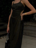 SUCHCUTE Sexy Backless Midi Dress For Women Party Clubwear Elegant Ladies Long Dresses Summer Spaghetti Strap Solid Outfits