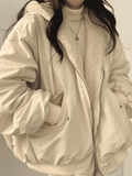 Reversible Oversize Fleece Hooded Jacket-Outfit