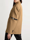 Small Suit 2025 Autumn New Suit Collar Long Sleeve Folding Sleeve Belt Buckle Design Sense Coat