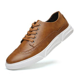 Zingj Men's Plus Size Board Shoes Fashion Trend Breathable Leather Shoes Casual Shoes Lace Up Single Shoes Korean Men's