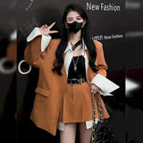 Set Women Autumn Spring Korean Style Suit Jacket + French Skirt Fashion Two-piece Suit Women Suit High Street Blazer