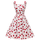 Summer Vintage Rockabilly Dress 50s 70s Big Swing Floral Polka Dot Print Audrey Hepburn Casual A Line Retro 60s