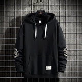 Autumn New Solid Color Polyester Men's Round Neck Hoodie Korean Style Hedging Casual Long-Sleeved Hoodie for