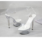 Zingj 190-1 34-43 Sexy Super Heels 15CM Heel Platform Sandals Transparent Crystal Shoes Wedding