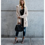 2020 Autumn Winter Fashion Hooded Women's Jackets Casual Loose Solid Plush Long Sleeve Pocket Ladies Long Jackets