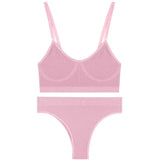 Seamless Underwear Women Bra Set Sexy Lingerie Set Female Underwear Bralette Ribbed Tops Fashion Tank Crop Tops