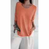 Casual Sweater Basic Thin V-Neck Seven-Sleeve Solid Female Bottoming Shirt Ice Cream