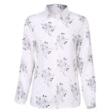 Long Sleeve Floral Leopard Print Tops and Blouses Office Lady Shirt Casual Button Turn-down Neck Wide Slim Blouse