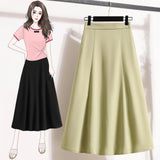 Zingj Plus Size Women's Wear New Summer High Waist Skirt In A Long Pendant Suit Half Skirt A-Line Skirt-Outfit