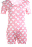 Women Sexy V-Neck Bodycon Bodysuit Casual Printed Button Sleepwear Jumpsuit Shorts Romper Leotard Sexy Ladies Summer Pajamas