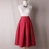 Womens Solid 2022 Midi Skirts Summer Ladies Black Pleated Ball Gown Skater XXXL White Office Wear Tutu