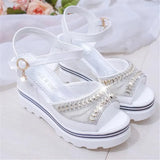 wedge with female sandals fish mouth buckle with flat bottom platform waterproof platform thick bottom cake women's