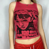 Gothic Print T-shirt Women Long Sleeve Slim Fit Crop Top Y2K Aesthetic Spring Autumn Sweats Tees Top Harajuku