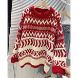 Zingj Sense Small Round Collar Sweater Female Autumn Dong Korean Version Loose Languid Lazy Small Knit Sweater Outside-Outfit