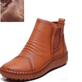 Leather Shoes Women Boots 2021 Autumn Winter Fashion Handmade Ankle Boots Warm Soft Outdoor Casual Flat Shoes