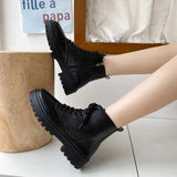 2025 New Black Handsome Martin Boots Women's Thick-Bottomed Short